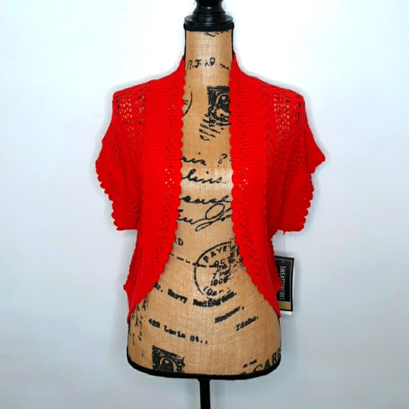 Sweaterworks Sweaters - ⬇️NEW! SweaterWorks Red Knit Crochet Crop Cardigan